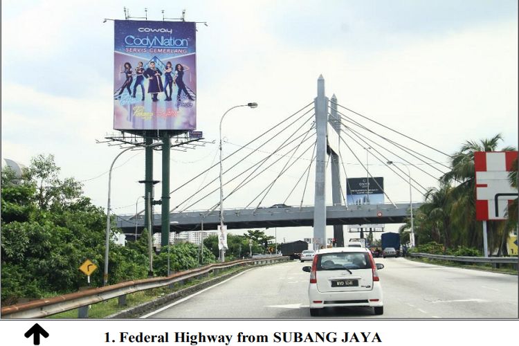 3 Sided Vertical Twinpole Billboard at Federal Highway / LDP, Petaling Jaya, Selangor (Opposite Icon City)