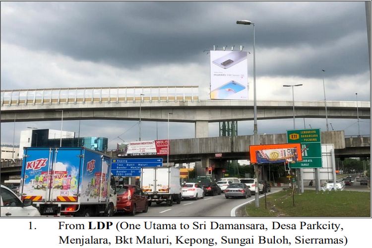 3 Sided Twinpole Billboard at LDP - Sri Damansara, Kuala Lumpur