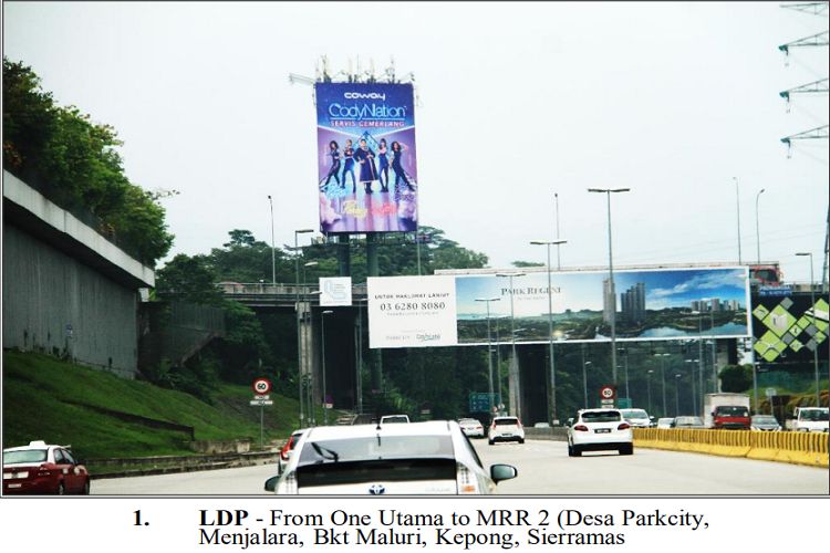 3 Sided Vertical Twinpole Billboard at LDP Highway, Petaling Jaya, Selangor