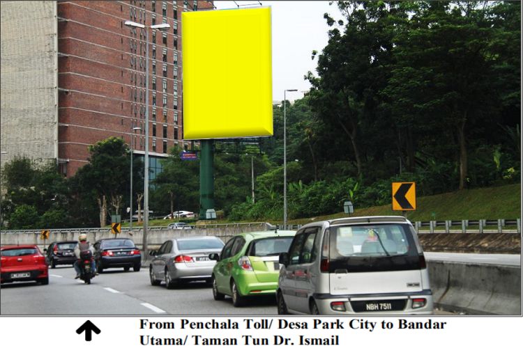 2 Sided Vertical Unipole Billboard at LDP Highway, Petaling Jaya, Selangor