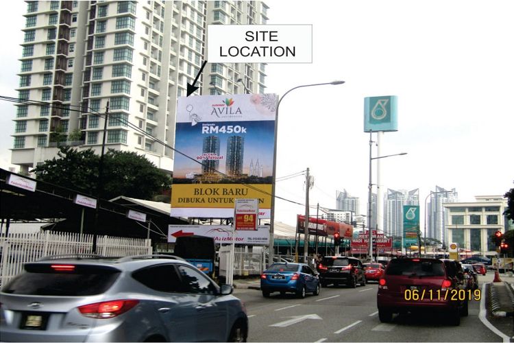 1 Sided Vertical Unipole Billboard at Jalan Ampang, Kuala Lumpur