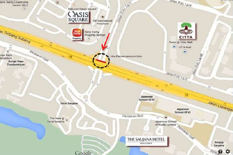 Jalan Lapangan Subang / exit from Ara Damansara (A) (B), Selangor