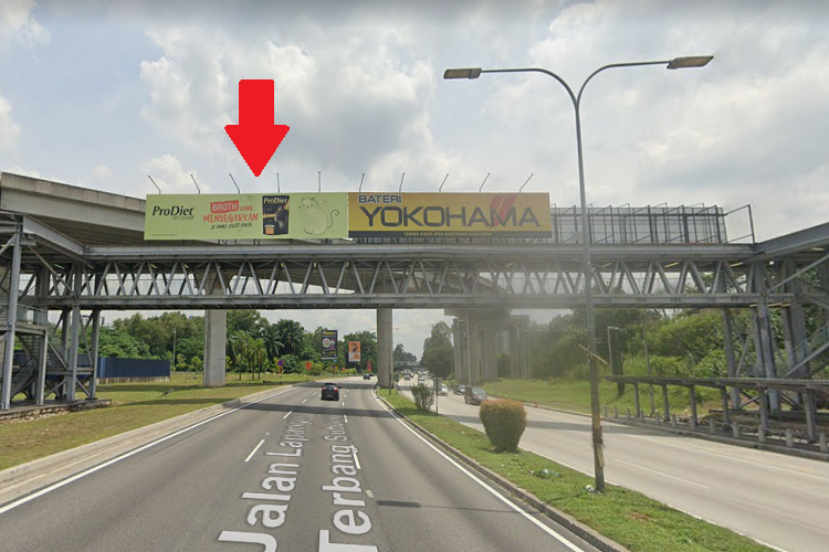 1 Sided Overhead Bridge Billboard at KM19.0 from Jalan Lapangan Terbang (A), Shah Alam, Selangor (to Kuala Lumpur/Federal Highway)