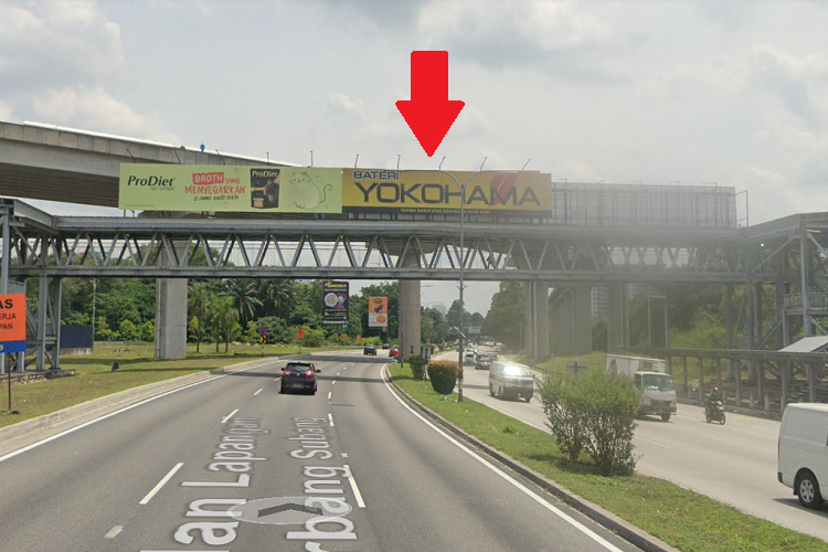 1 Sided Overhead Bridge Billboard at KM19 from Jalan Lapangan Terbang (B), Shah Alam, Selangor (to Kuala Lumpur / Federal Highway)