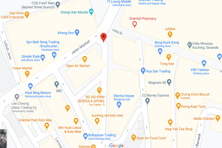 Jalan India (A), Kuching, Sarawak (right in the city)