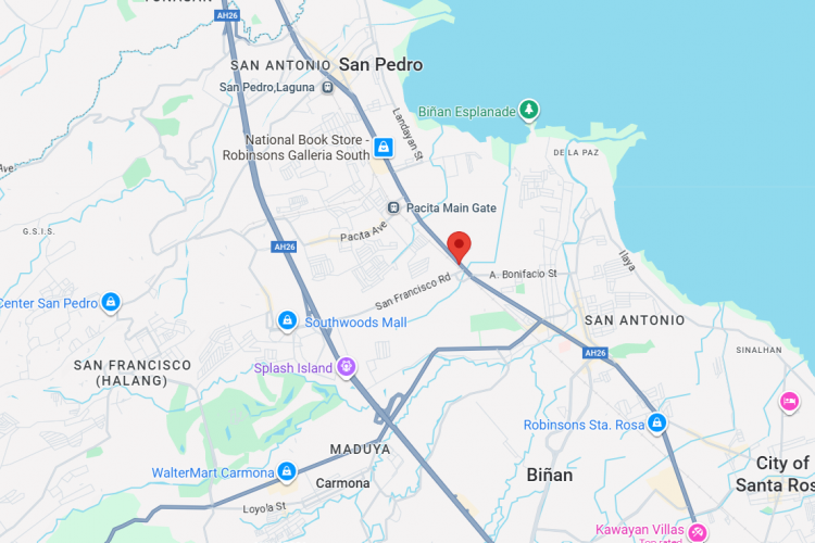 Map - Wall-Mounted Billboard at National Road, Canlalay, Binan, Laguna (on the side of SNZ Motorcycle Parts Building)