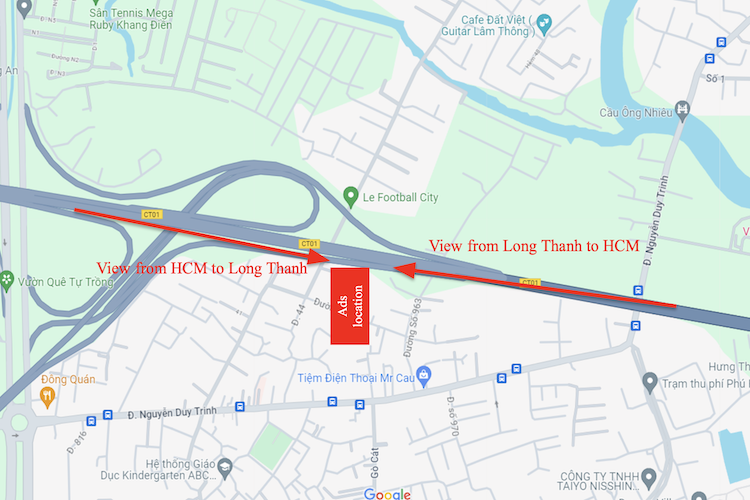 Map - Horizontal Unipole Billboard at 62 Bung Ong Thoan, Phu Huu, Ho Chi Minh City.