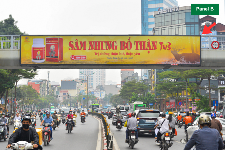Day view (Panel B) - Horizontal Light Box Billboard at 292 Tay Son Street, O Cho Dua Ward, Ha Noi City (Thuy Loi pedestrian overpass)