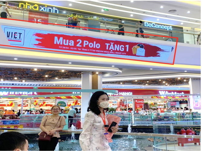 2 Sided Horizontal LED Wall Cladding Billboard at Vincom Mega Mall Smart City, Xuan Phuong Ward, Ha Noi City