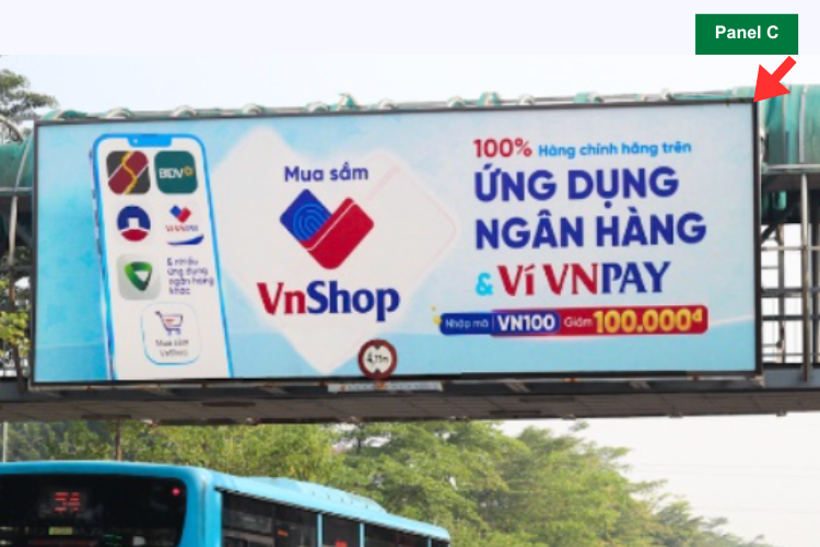 Day view (Panel C) -  Horizontal Wall-mounted Pano Billboard at 737 Ngo Gia Tu Street, Bo De Ward, Ha Noi City