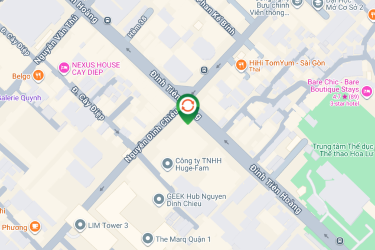 Map - Vertical E-tower Panel Billboard at 27 Nguyen Dinh Chieu Street, Tan Dinh Ward, Ho Chi Minh City (Highlands Coffee)