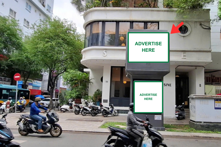 Bảng quảng cáo trụ hộp đèn E-tower 8 mặt tại 19 Lê Thánh Tôn, Phường Sài Gòn, Thành phố Hồ Chí Minh (L'Usine)