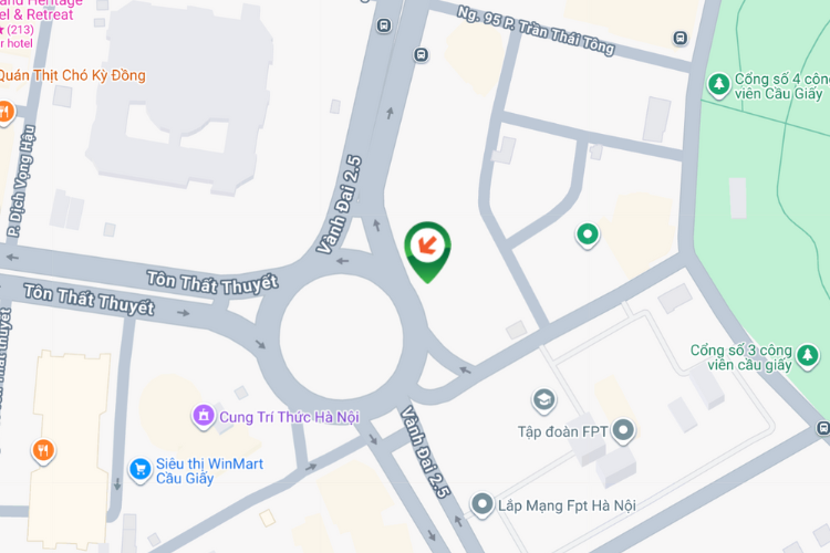 Map - Horizontal Unipole Billboard at Tran Thai Tong, Nghia Do Ward, Ha Noi City (Ton That Thuyet - Tran Thai Tong Roundabout)