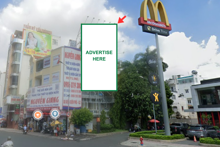 1 Bảng quảng cáo ốp tường tại số 8 Điện Biên Phủ, Phường Tân Định, TP. Hồ Chí Minh (Vòng xoay Điện Biên Phủ)