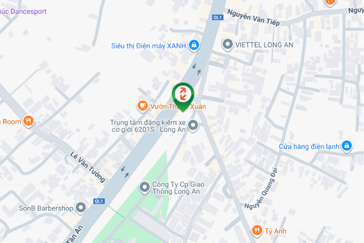 Map - Horizontal Unipole Billboard at Quoc Lo 1 - Cong Vien Phuong 5, Long An Ward, Tay Ninh