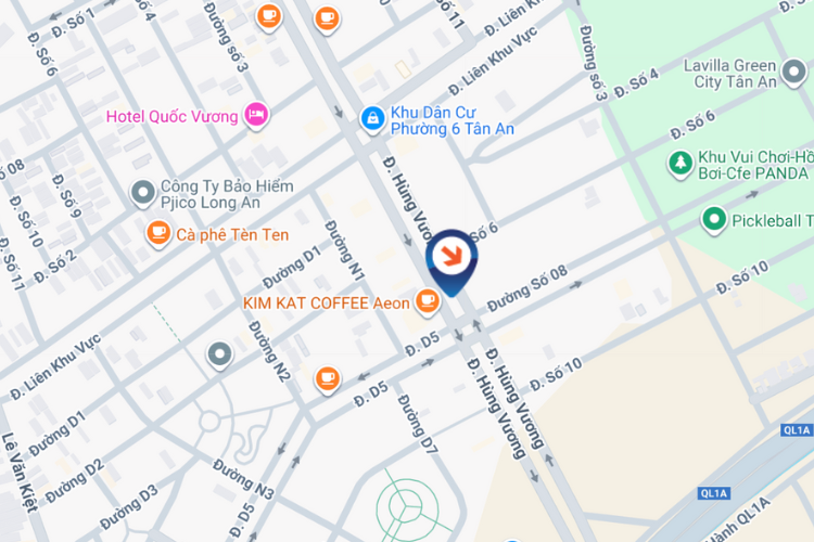 Map - Vertical LED Unipole Billboard at 330 Hung Vuong, Long An Ward, Tay Ninh (KimKat coffee)
