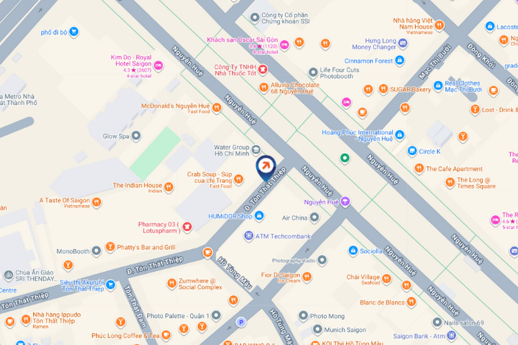 Map - Horizontal Corner LED Screen Billboard at 115 Nguyen Hue, Sai Gon, Ho Chi Minh City (Sunwah Tower)