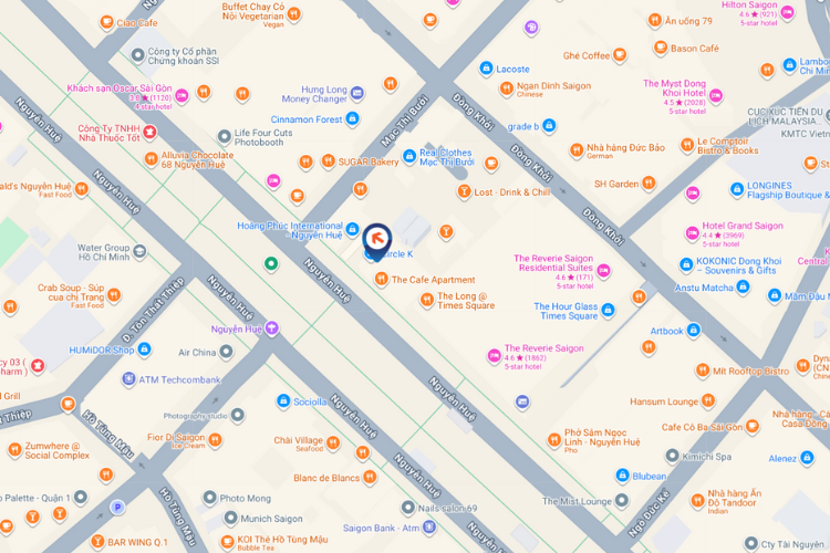 Map - Horizontal Corner LED Screen Billboard at 44 Nguyen Hue, Sai Gon, Ho Chi Minh City