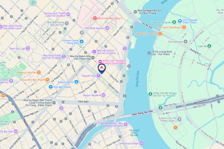 Map - Horizontal Corner LED Screen Billboard at 52-54 Nguyen Hue, Sai Gon, Ho Chi Minh City