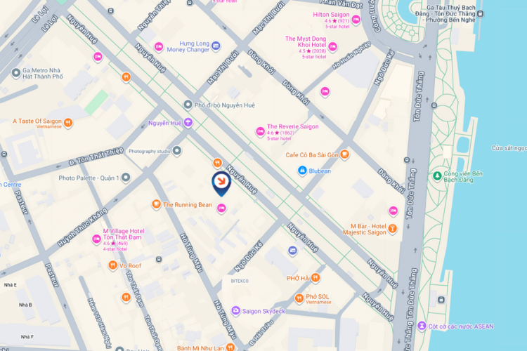 Map - Vertical LED Screen Billboard at 63 Nguyen Hue, Sai Gon, Ho Chi Minh City (Sai Gon Prince Hotel)