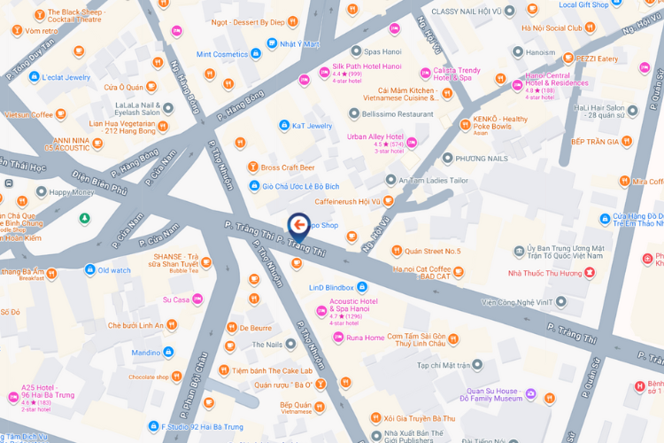 Map - Vertical Curved LED Screen Billboard at 75 Trang Thi, Hoan Kiem, Ha Noi City (Cua Nam Five-Way Intersection)