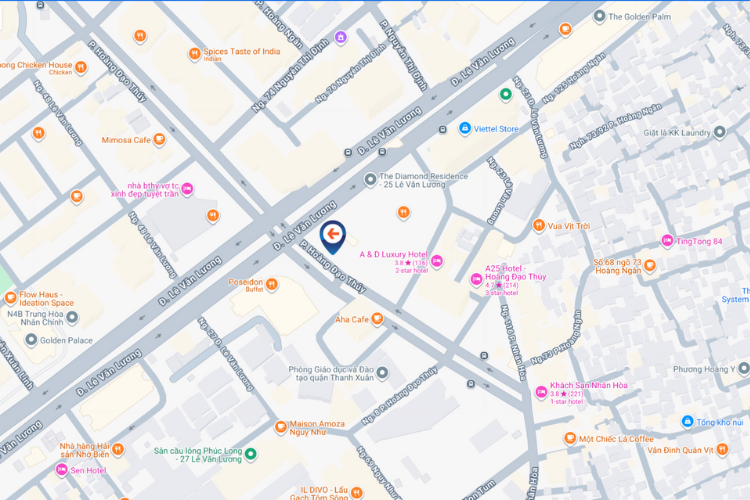 Map - Horizontal Corner LED Screen Billboard at 25 Le Van Luong, Thanh Xuan, Ha Noi City (LED BRG DIAMOND PLAZA)