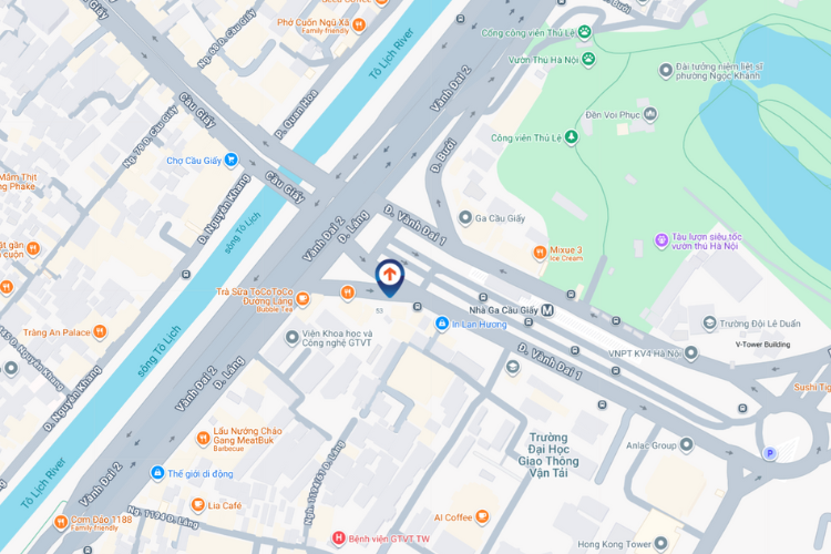 Map - Square LED Unipole Billboard at 14 Cau Giay, Dong Da, Ha Noi City