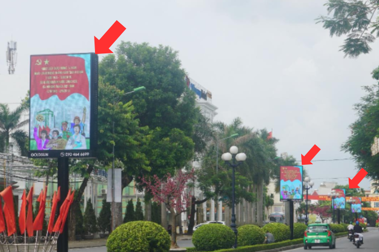 Day View - Vertical LED Unipole Billboard at Nguyen Du, Nam Dinh, Ninh Binh