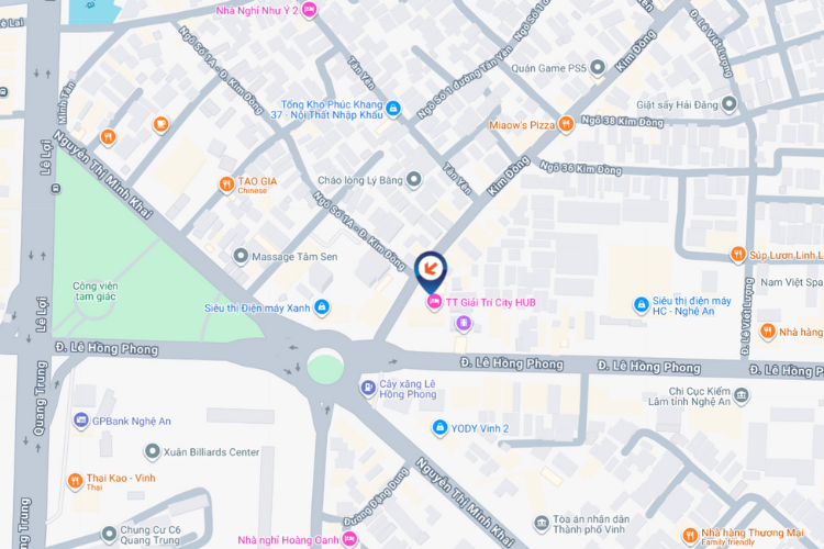 Map - Horizontal Curved LED Screen Billboard at 1 Le Hong Phong, Thanh Vinh, Nghe An (City Hub Entertainment Center)