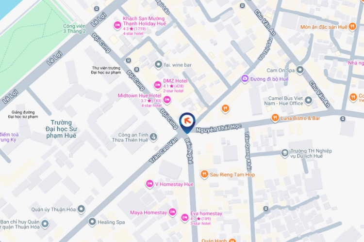 Map - Vertical LED Screen Billboard at Ben Nghe, Phu Hoi, Hue City (Mui Tau 5-way intersection, Hue Pedestrian Street)