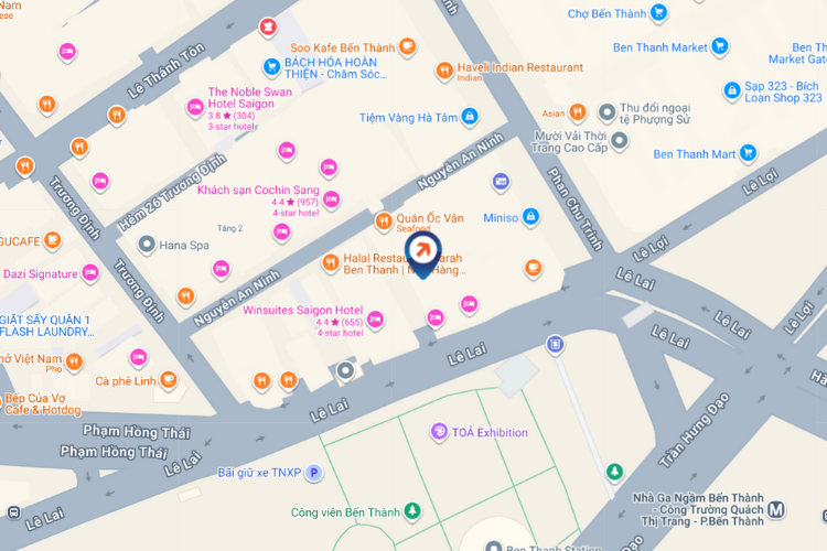 Map - Horizontal LED Screen Billboard at 14 Le Lai, Ben Thanh, Ho Chi Minh City (Ben Thanh Market Square)