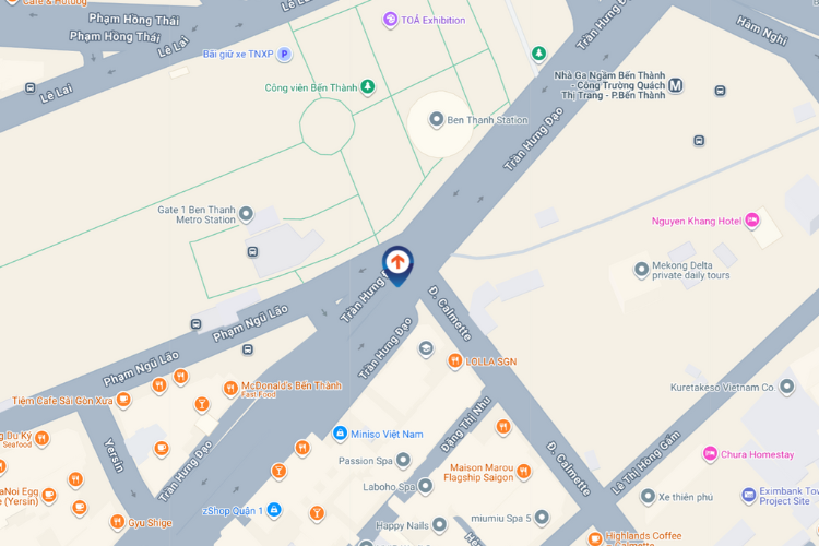 Map - Horizontal Curved LED Screen Billboard at 1-3-5 Tran Hung Dao, Nguyen Thai Binh, Ho Chi Minh City (Ben Thanh Roundabout)