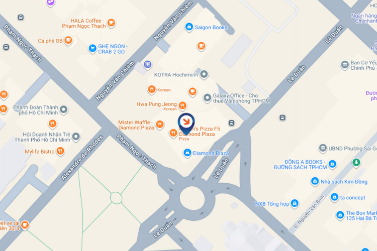 Map - Horizontal LED Screen Billboard at 34 Le Duan, Sai Gon, Ho Chi Minh City (Diamond Plaza)