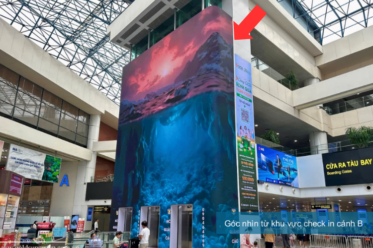 Panel B - Vertical LED Screen Billboard at Noi Bai International Airport, Noi Bai, Ha Noi City (public hall of Terminal T1)