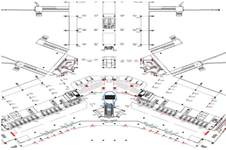 Map - Vertical LED Screen Billboard at Noi Bai International Airport, Noi Bai, Ha Noi City (public hall of Terminal T1)