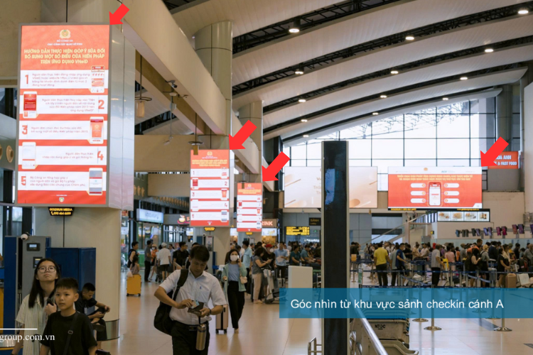 4 Panel LED Column Cladding Billboard at Noi Bai International Airport, Noi Bai, Ha Noi City (Check-in Area A, Terminal T1)