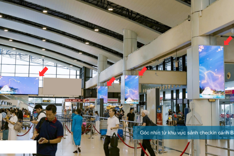 4 Panel LED Wall Cladding Billboard at Noi Bai International Airport, Noi Bai, Ha Noi City (Check-in Area B, Terminal T1)