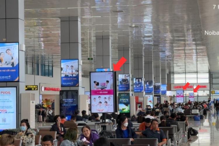 Waiting lounge area E - Vertical LED Column Cladding Billboard at Noi Bai International Airport, Noi Bai, Ha Noi City (Battery Charging Area)