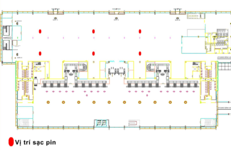 Map - Waiting lounge area E - Vertical LED Column Cladding Billboard at Noi Bai International Airport, Noi Bai, Ha Noi City (Battery Charging Area)