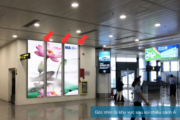 1 Panel Vertical LED Wall Cladding Billboard at Noi Bai International Airport, Noi Bai, Ha Noi City (Security screening area, Wing A, Terminal T1)