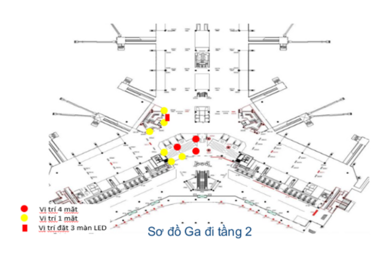 Map - Vertical LED Wall Cladding Billboard at Noi Bai International Airport, Noi Bai, Ha Noi City (Security screening area, Wing A, Terminal T1)