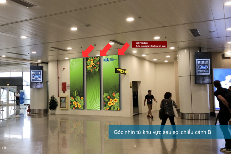 10 Panel Vertical LED Column Cladding Billboard at Noi Bai International Airport, Noi Bai, Ha Noi City (Security screening area, Wing B, Terminal T1)
