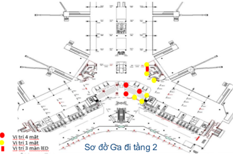 Map - Vertical LED Column Cladding Billboard at Noi Bai International Airport, Noi Bai, Ha Noi City (Security screening area, Wing B, Terminal T1)