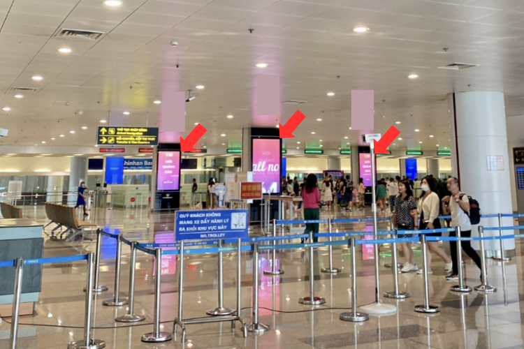 1 Sided Vertical LED Wall Cladding Billboard at Noi Bai International Airport, Noi Bai, Ha Noi City (Immigration area, Level 2, Terminal T2)