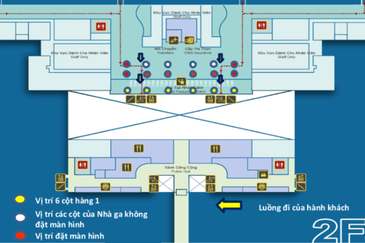 Map - Vertical LED Wall Cladding Billboard at Noi Bai International Airport, Noi Bai, Ha Noi City (Immigration area, Level 2, Terminal T2)