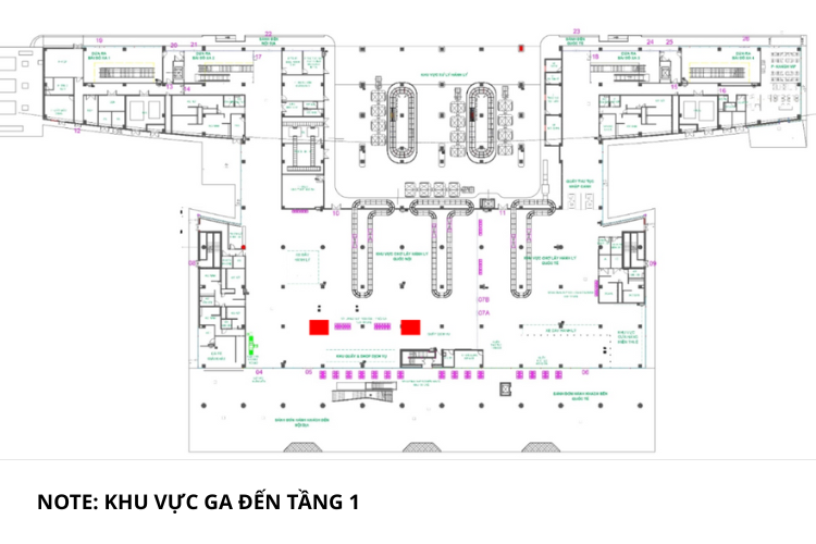 Map - Level 1, Arrival Terminal - Vertical LED Column Cladding Billboard at Cat Bi International Airport, Hai An, Hai Phong City (Domestic Terminal)