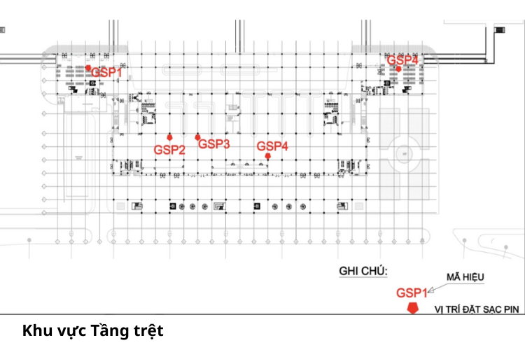 Map - Level 1 - Vertical LED Column Cladding Billboard at Da Nang International Airport, Hoa Cuong, Da Nang City (Battery Charging Areas)