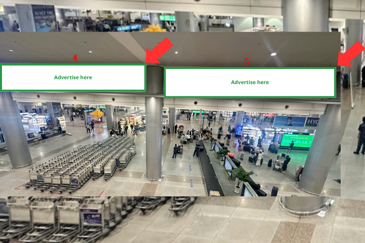 LED 6,7 - Horizontal Light Box Billboard tại Tan Son Nhat International Airport, Tan Son Hoa, Ho Chi Minh City (T2 Station - at the atrium of the Immigration Area)